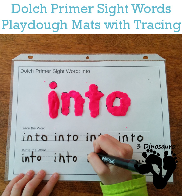 Free Dolch Primer Sight Words Playdough Mats with Tracing - 3Dinosaurs.com