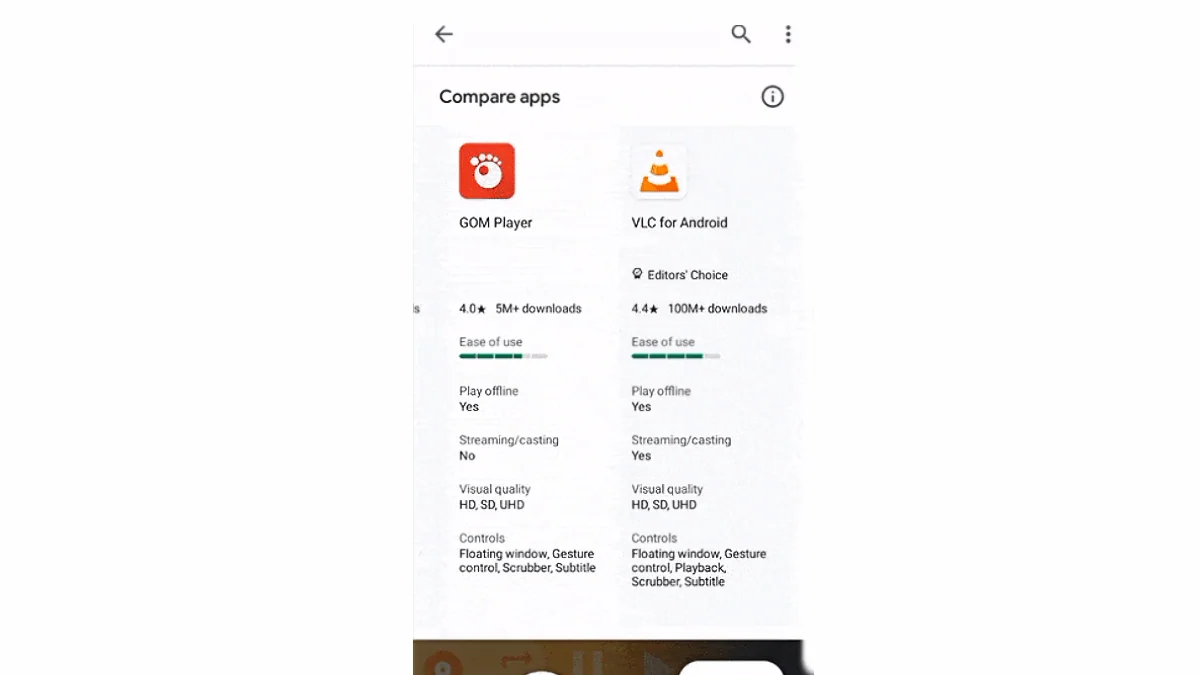 Google Play Is Testing an App Features Comparison Functionality: Report