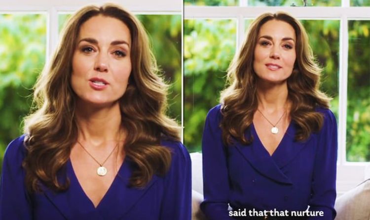 Kate Middleton draws attention to sentimental necklace in blue dress for new video