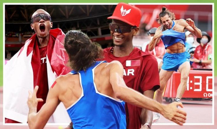 'Never seen anything like this!' Italian and Qatari athletes in tears as they SHARE gold