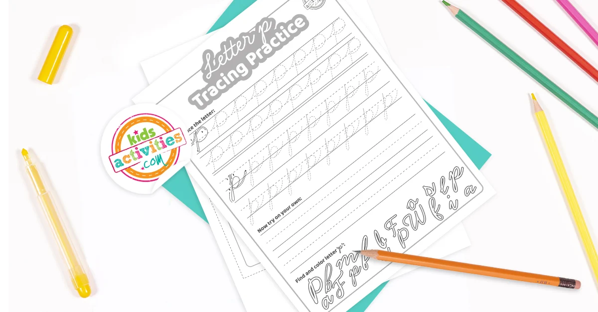 Cursive P Worksheet & Flashcard - Printable Handwriting Practice for Cursive Letter P