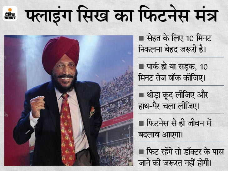 अलविदा मिल्खा सिंह: वे कहते थे- जितनी भूख हो, उससे आधा खाइए क्योंकि बीमारियां पेट से शुरू होती हैं; खून शरीर म