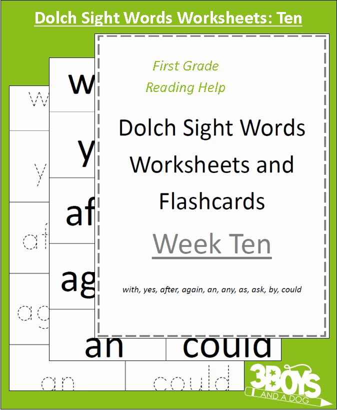 Dolch sight words worksheets for primer and first grade students