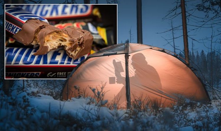 Holidaymaker claims a 'Snickers bar' can help keep you warm when camping in winter