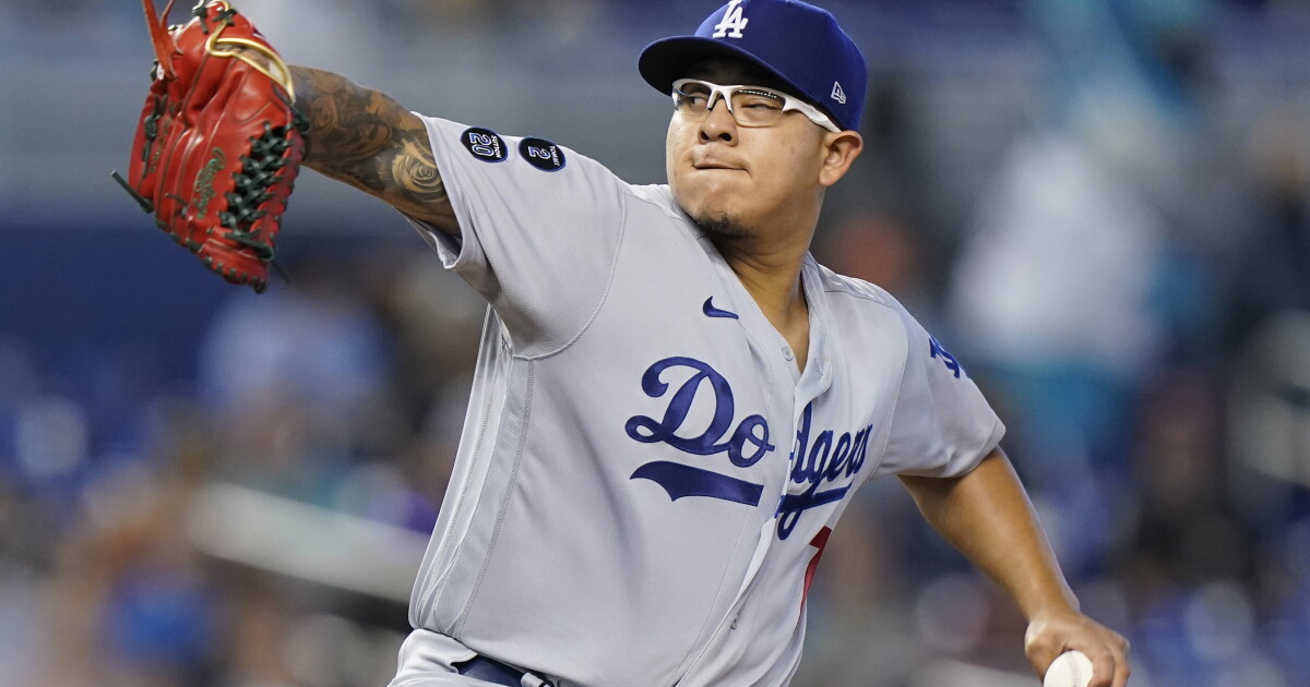 Julio Urías gives pitching-stressed Dodgers a lift in 6-1 victory over Marlins