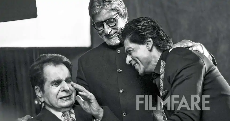 BTS pictures of Dilip Kumar with Amitabh Bachchan and Shah Rukh Khan at Filmfare’s Cover Shoot