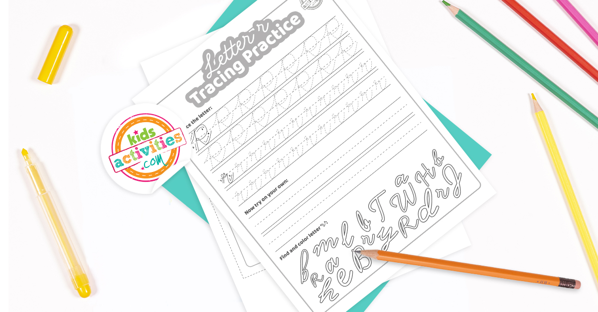 Cursive R Worksheet & Flashcard - Printable Handwriting Practice for Cursive Letter R
