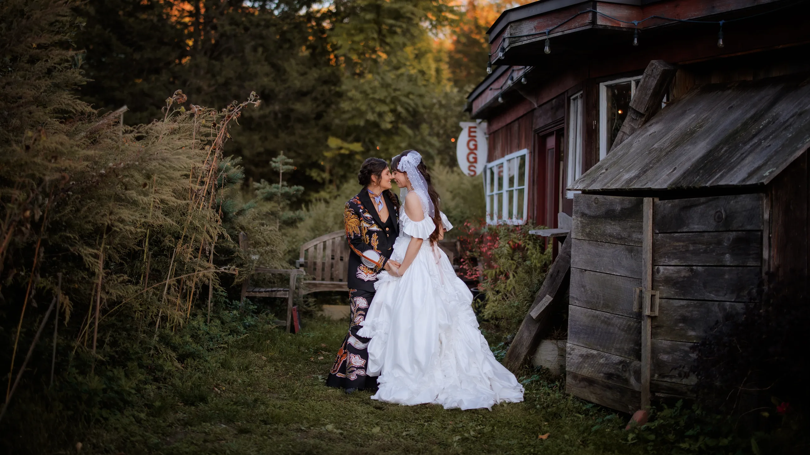 The Brides Wore Custom Cowboy-Inspired Outfits for Their Fall Wedding in the Hudson Valley