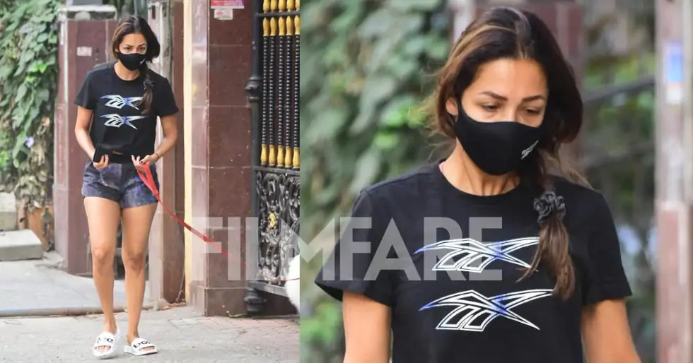 Malaika Arora steps out for a walk with her adorable pet in tow