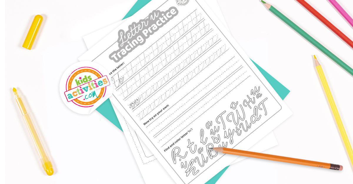 Cursive U Worksheet & Flashcard - Printable Handwriting Practice for Cursive Letter U