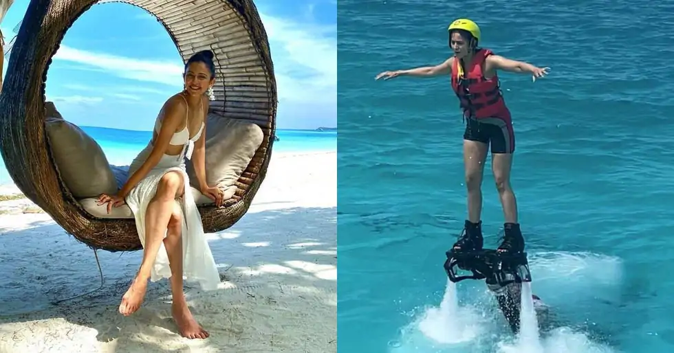 Rakul Preet Singh shares her experience of flyboarding in the Maldives