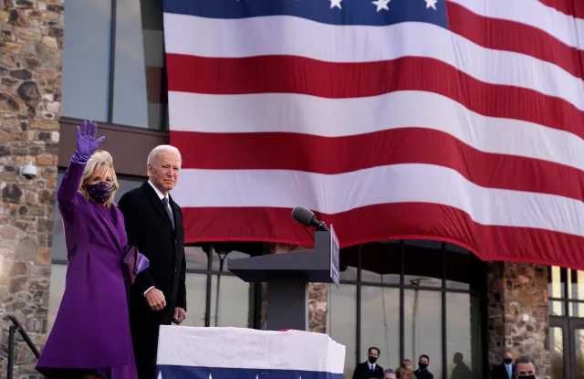 Jill Biden Gives Independent New York Designer a Boost With Purple Ensemble