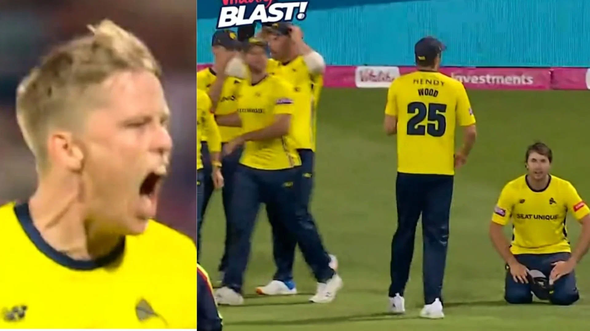 [Watch] Unbelievable scenes as Hampshire players in disbelief after Nathan Ellis oversteps on the last ball of