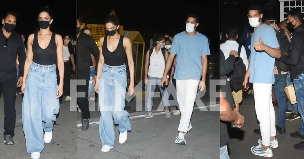 Photos: Deepika Padukone and Siddhant Chaturvedi return post shooting in Alibaug