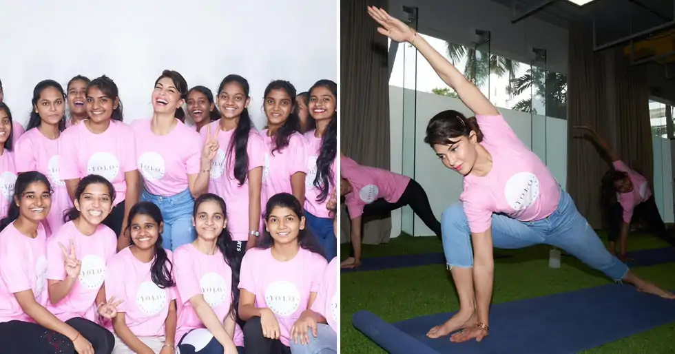 International Yoga Day: Jacqueline Fernandez indulges in a yoga session with children