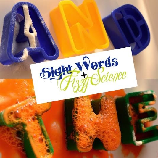 Fizzy sight words that makes learning sight words fun, by adding paint, baking soda, and vinegar to plastic letters.