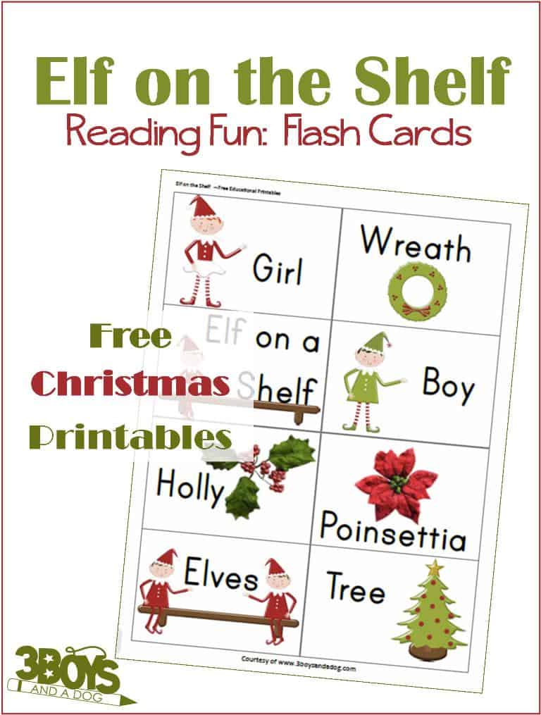 Free printable Christmas sight words based on Elf on the Shelf with pictures.