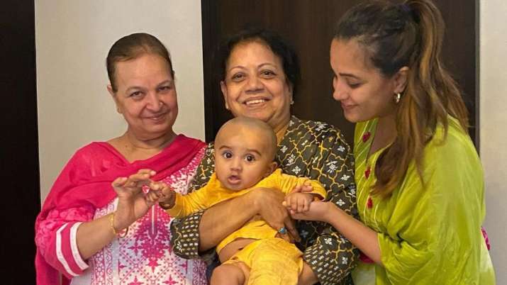 Anita Hassanandani shares cute pics from 'taklu baby' Aaravv Reddy's mundan ceremony