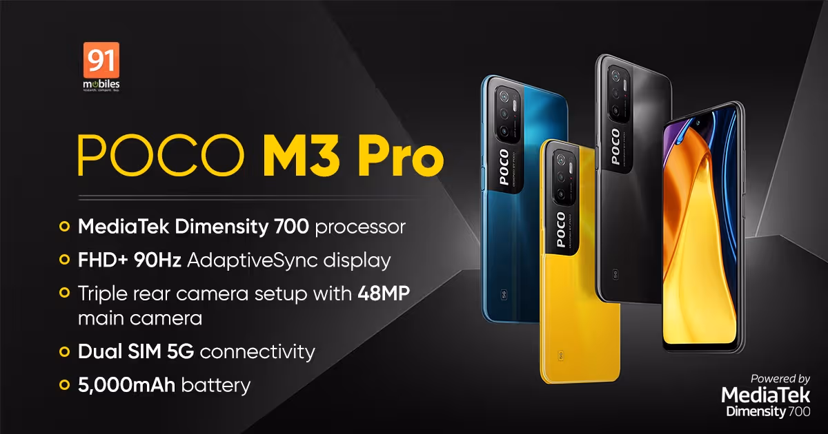 POCO M3 Pro 5G goes on sale in India today: price, specifications, and where to buy online | 91mobiles.com